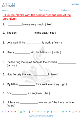 Grade 2  English worksheet: Tense
