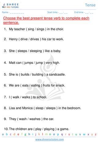 Grade 2  English worksheet: Tense