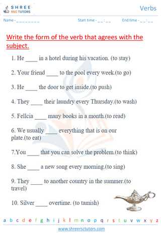 Grade 2  English worksheet: Verbs