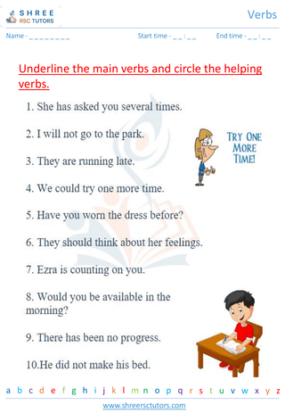 Grade 2  English worksheet: Verbs