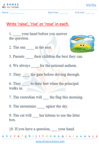 Grade 2  English worksheet: Verbs