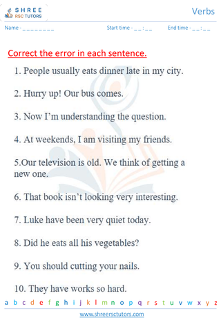 Grade 2  English worksheet: Verbs