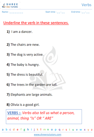 Grade 2  English worksheet: Verbs