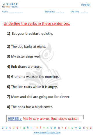 Grade 2  English worksheet: Verbs