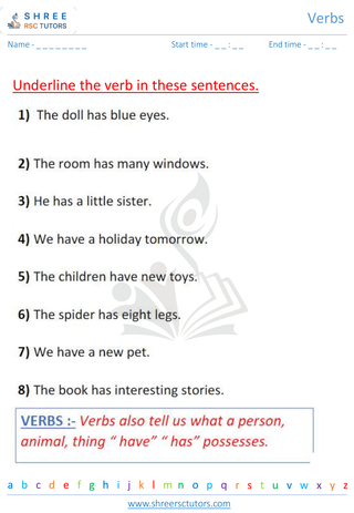 Grade 2  English worksheet: Verbs