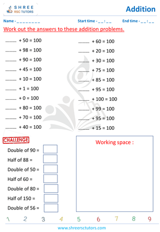 Grade 2  Maths worksheet: Addition - Addition - 10's & 100's