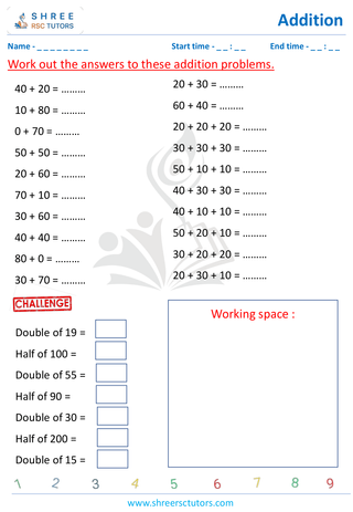 Grade 2  Maths worksheet: Addition - Addition - 10's & 100's