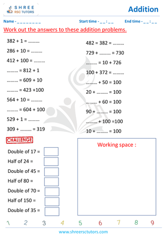 Grade 2  Maths worksheet: Addition - Addition - 10's & 100's