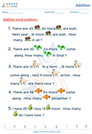 Grade 2  Maths worksheet: Addition - Addition - word problem