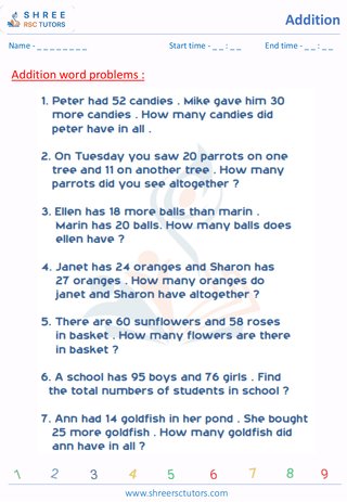 Grade 2  Maths worksheet: Addition - Addition - word problem