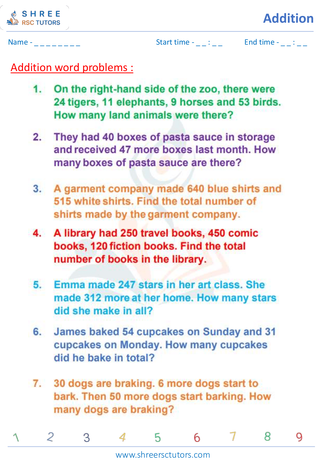 Grade 2  Maths worksheet: Addition - Addition - word problem