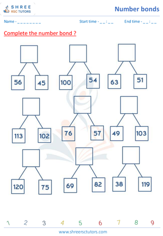 Grade 2  Maths worksheet: Numeric Facts - Complete the number bonds