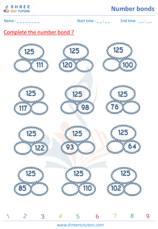 Grade 2  Maths worksheet: Numeric Facts - Complete the number bonds