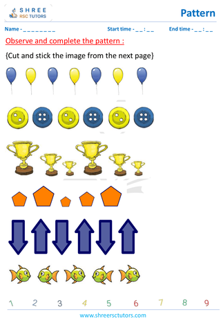 Grade 2  Maths worksheet: Reasoning abilities - Growing Pattern, Increasing & Decreasing Pattern