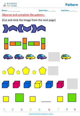 Grade 2  Maths worksheet: Reasoning abilities - Growing Pattern, Increasing & Decreasing Pattern