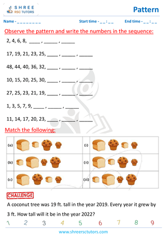 Grade 2  Maths worksheet: Reasoning abilities - Identify next pattern