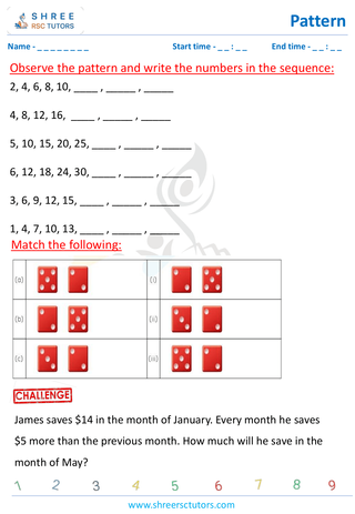 Grade 2  Maths worksheet: Reasoning abilities - Identify next pattern