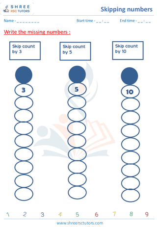 Grade 2  Maths worksheet: Skip sequence - Skipping numbers