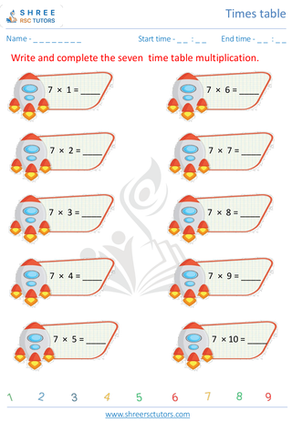 Grade 2  Maths worksheet: Time-table Practice - Times table practice