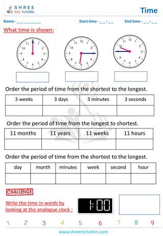 Grade 2  Maths worksheet: Time-telling skills - Understanding time