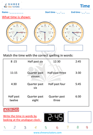 Grade 2  Maths worksheet: Time-telling skills - Understanding time