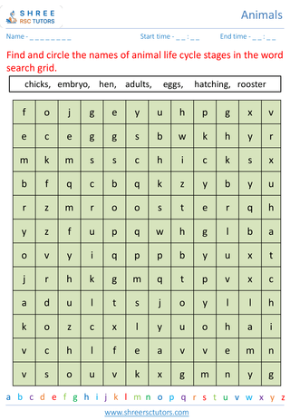 Grade 2  Science worksheet: Animals - Animal life cycle