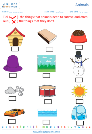 Grade 2  Science worksheet: Animals - Basic needs of animals