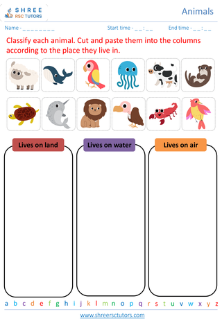 Grade 2  Science worksheet: Animals - Classification of animals