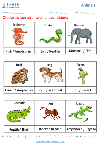 Grade 2  Science worksheet: Animals - Classification of animals