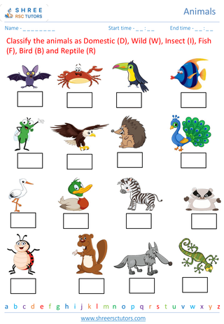 Grade 2  Science worksheet: Animals - Classification of animals