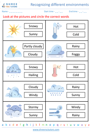 Grade 2  Science worksheet: Earth and the Environment - Weather and seasons