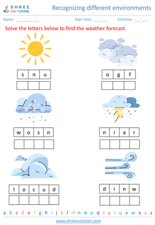 Grade 2  Science worksheet: Earth and the Environment - Weather and seasons