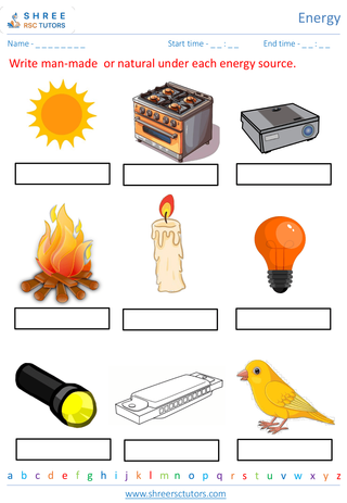 Grade 2  Science worksheet: Energy - Sources of energy