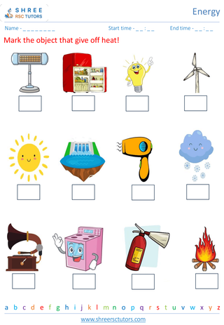 Grade 2  Science worksheet: Energy - Sources of energy