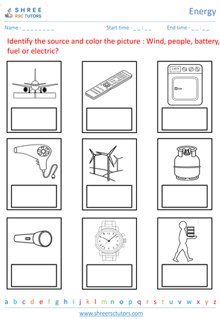 Grade 2  Science worksheet: Energy - Sources of energy