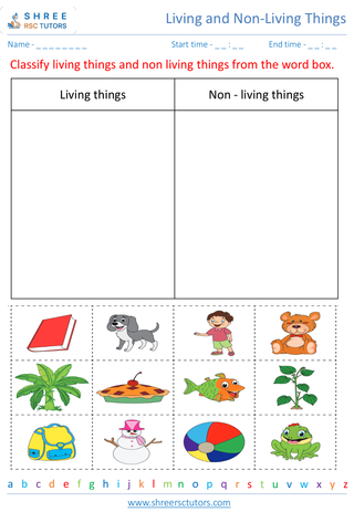 Grade 2  Science worksheet: Living and Non-Living Things - Distinguishing between living and non-living things