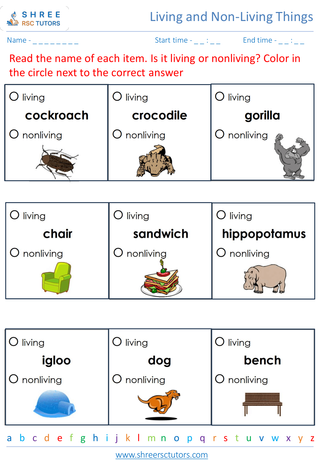 Grade 2  Science worksheet: Living and Non-Living Things - Distinguishing between living and non-living things