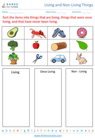 Grade 2  Science worksheet: Living and Non-Living Things - Identifying characteristics of living things