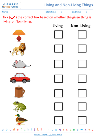 Grade 2  Science worksheet: Living and Non-Living Things - Identifying characteristics of living things