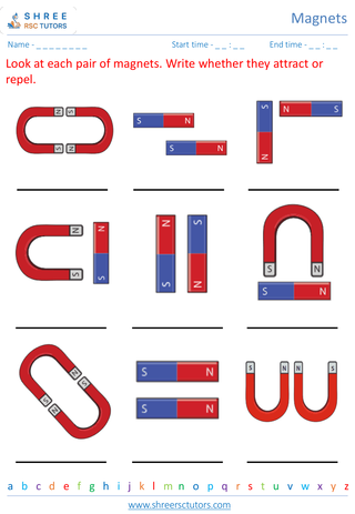 Grade 2  Science worksheet: Magnets - Introduction to magnets