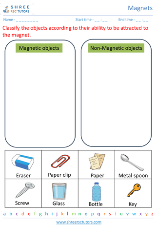 Grade 2  Science worksheet: Magnets - Introduction to magnets