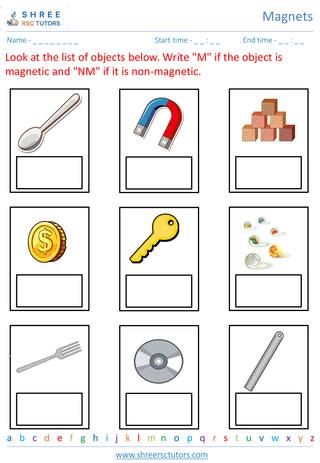 Grade 2  Science worksheet: Magnets - Introduction to magnets