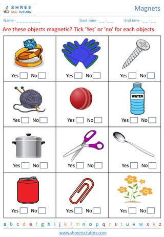 Grade 2  Science worksheet: Magnets - Introduction to magnets