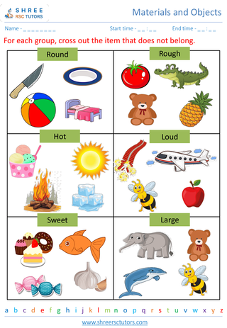 Grade 2  Science worksheet: Materials and Objects - Properties of materials