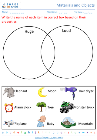 Grade 2  Science worksheet: Materials and Objects - Properties of materials