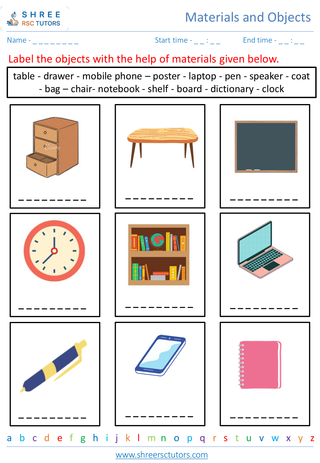 Grade 2  Science worksheet: Materials and Objects - Uses of everyday materials