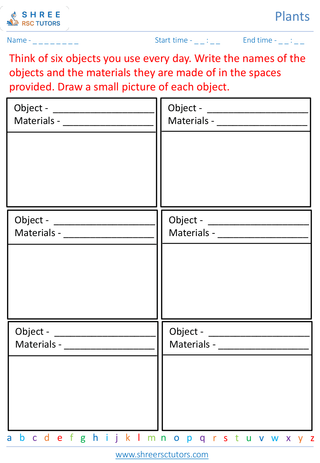 Grade 2  Science worksheet: Materials and Objects - Uses of everyday materials