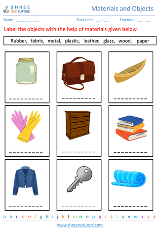 Grade 2  Science worksheet: Materials and Objects - Uses of everyday materials