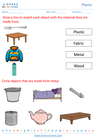 Grade 2  Science worksheet: Materials and Objects - Uses of everyday materials