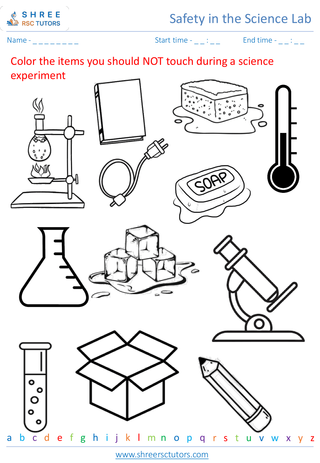 Grade 2  Science worksheet: Safety in the Science Lab - Basic safety rules